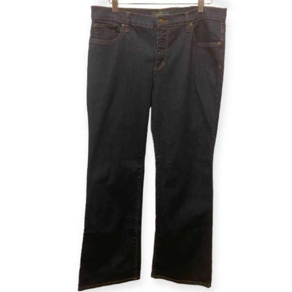 Lauren Ralph Lauren Sz 14 Mid Rise Boot Cut Jeans Women’s Dark Wash Stretch - Picture 1 of 13